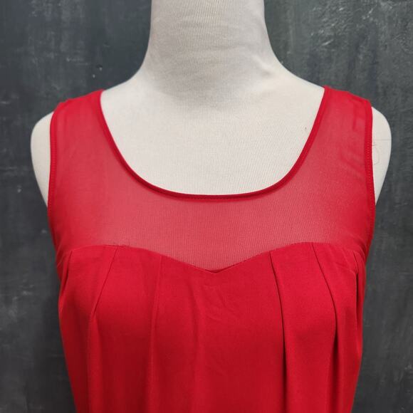 Express Sleeveless Cherry Red V-Back Skater Dress Size 6 - Picture 2 of 11